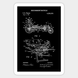 Recumbent Bicycle Patent - Recumbent Bicycle blueprint art Magnet